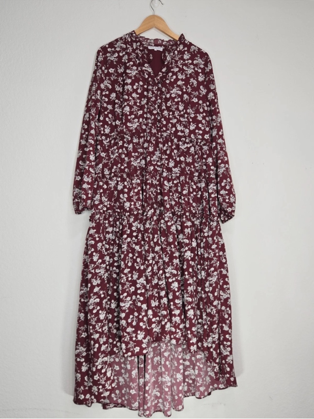 Ivy City Co Lisabeth Dress Midi Dress Tiered Hi Low Hem Size 1X Womens